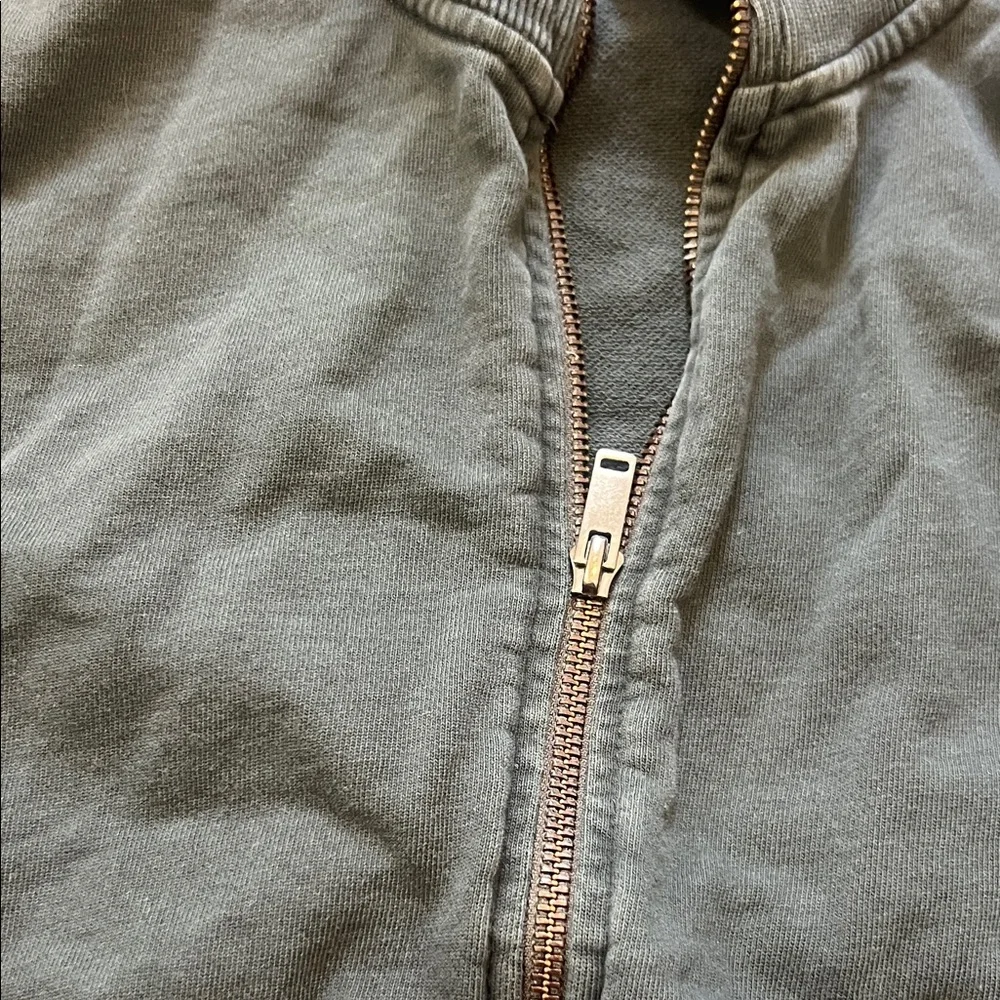 Zara Small Distressed Gray CropZip-Up Jacket